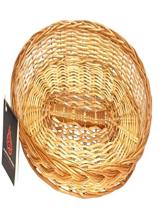 ALEENA.CREATION ALEENA CREATION Fine Quality Oval Shape Cane Wicker Baskets Multipurpose Uses for Marriage Gift Hamper, Flower/Chocolate/Chapati/Pooja/Shelf Baskets, Storage Baskets (13x9 inch) - Image 5