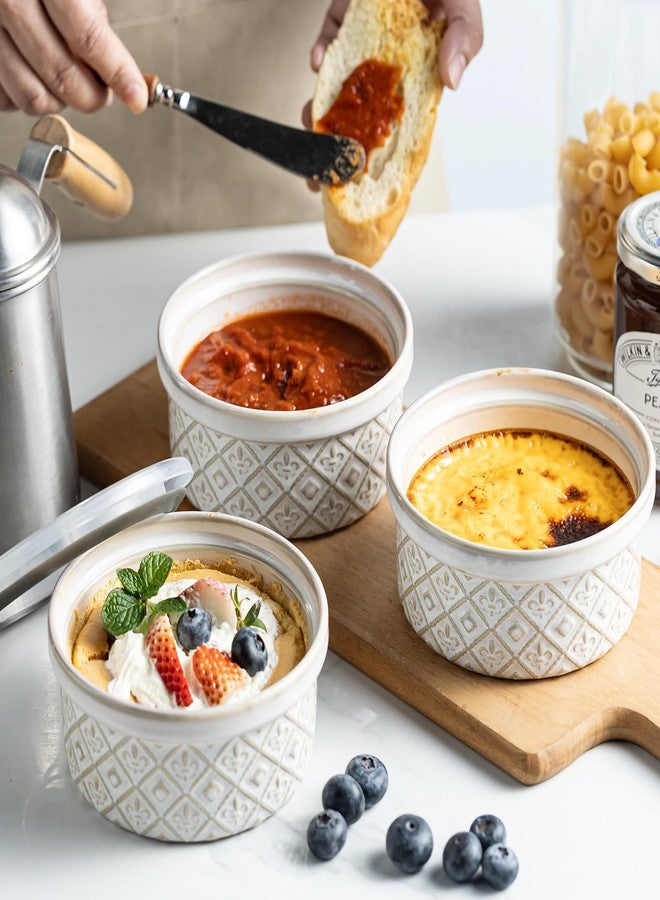 MISSYSSIM 40 Oz Ramekins Ceramic Airtight Bowls Set of 4 - Large Mixing Bowls with Lids Set for Salad, Pho, Soup, Pasta, Dessert, Serving, Oatmeal, Baking Dishes, Dishwasher & Microwave Safe, Beige - Image 2