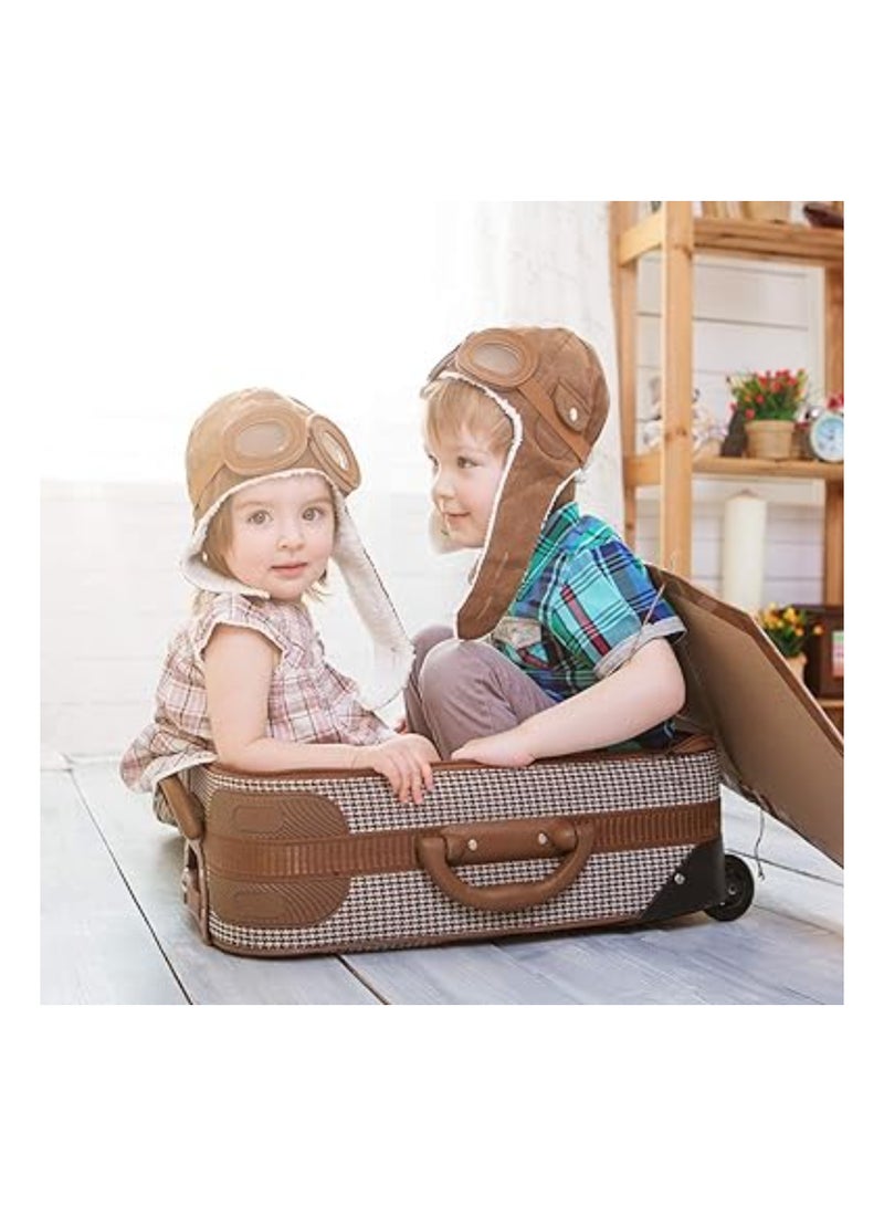 SOLARAE قبعة طيار للأطفال، قبعة طيار دافئة مع أذنين، قبعة شتوية مصنوعة من الفليس للأطفال، للأولاد والبنات، قبعة دافئة من الفليس مع سماعات الأذن، قبعة مبطنة بالفليس الدافئ - Image 3