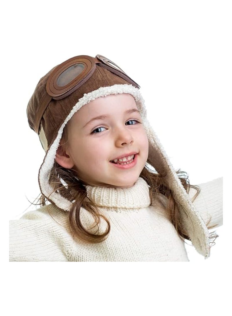 SOLARAE قبعة طيار للأطفال، قبعة طيار دافئة مع أذنين، قبعة شتوية مصنوعة من الفليس للأطفال، للأولاد والبنات، قبعة دافئة من الفليس مع سماعات الأذن، قبعة مبطنة بالفليس الدافئ - Image 2