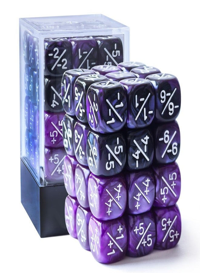 BESCON 36pcs 12mm Positive and Negative Dice Counters Marble Purple+Gemini Purple&Black Set, Small Token Dice Compatible with MTG, CCG, Card Games - Image 2
