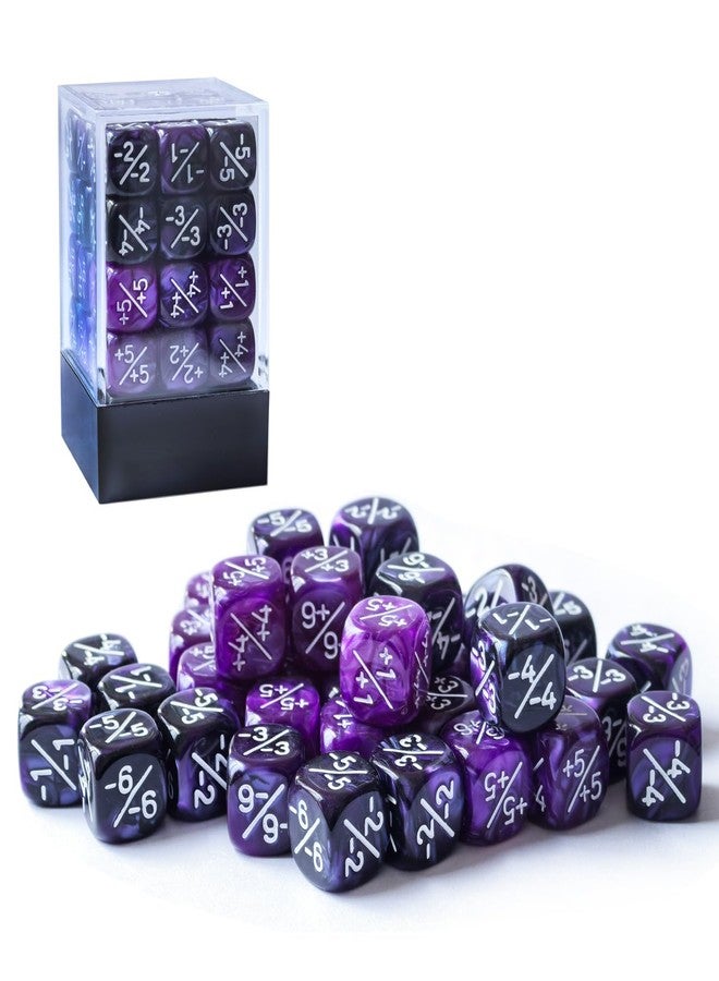 BESCON 36pcs 12mm Positive and Negative Dice Counters Marble Purple+Gemini Purple&Black Set, Small Token Dice Compatible with MTG, CCG, Card Games - Image 4