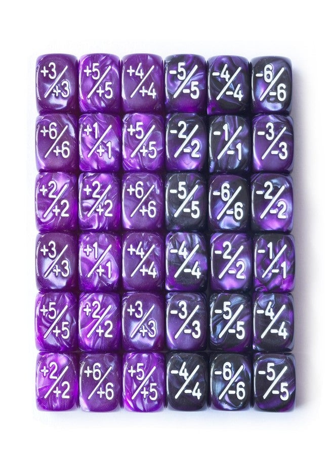 BESCON 36pcs 12mm Positive and Negative Dice Counters Marble Purple+Gemini Purple&Black Set, Small Token Dice Compatible with MTG, CCG, Card Games - Image 3