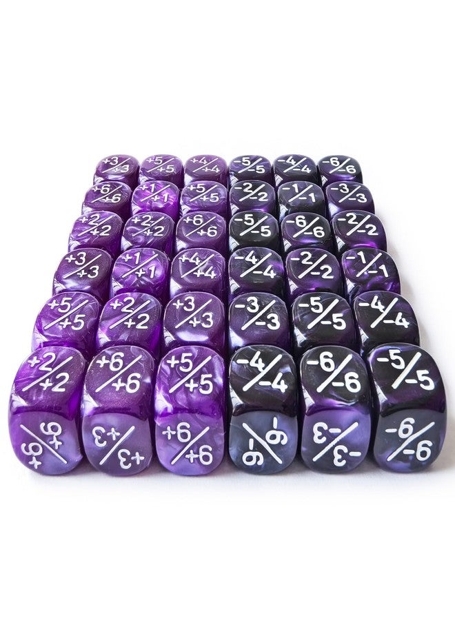 BESCON 36pcs 12mm Positive and Negative Dice Counters Marble Purple+Gemini Purple&Black Set, Small Token Dice Compatible with MTG, CCG, Card Games - Image 5