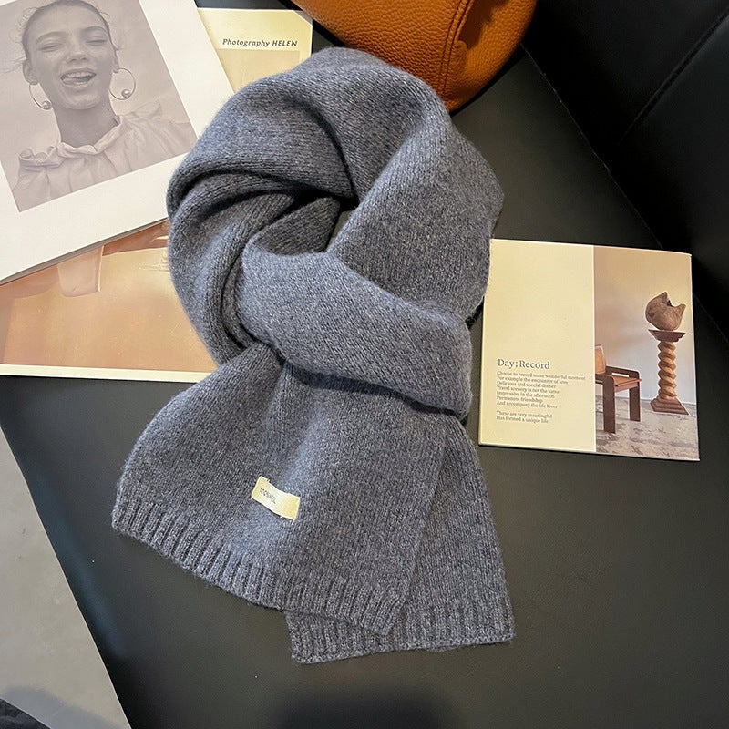 2024 Solid Color Selected Cashmere Scarf Autumn and Winter New Easiest for Match Korean Style Warm Knitted Wool Scarf for Boys and Girls - Image 1