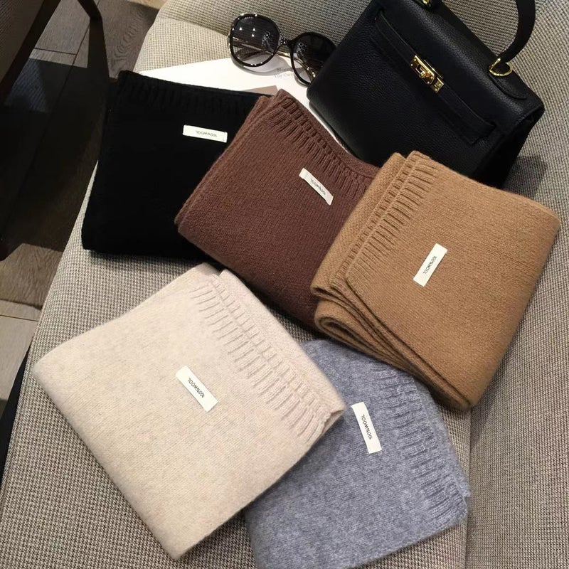 2024 Solid Color Selected Cashmere Scarf Autumn and Winter New Easiest for Match Korean Style Warm Knitted Wool Scarf for Boys and Girls - Image 2