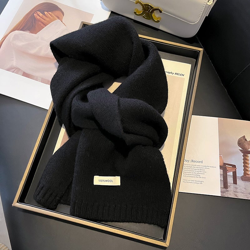 2024 Solid Color Selected Cashmere Scarf Autumn and Winter New Easiest for Match Korean Style Warm Knitted Wool Scarf for Boys and Girls - Image 3