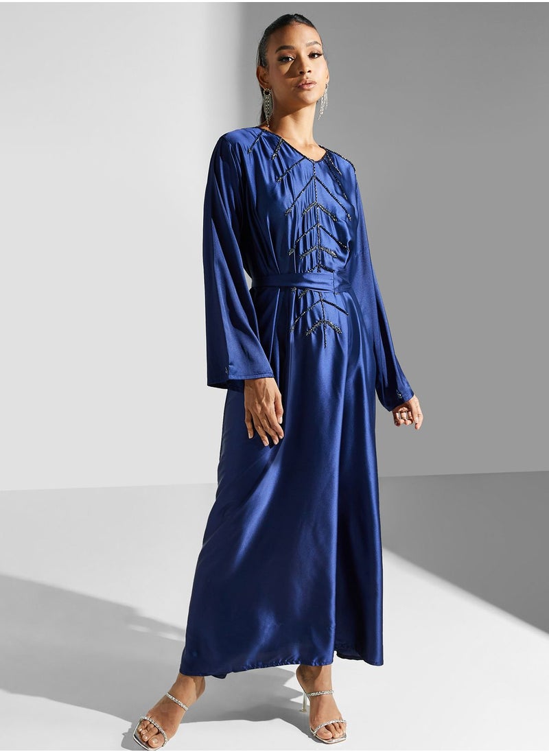 hayas closet - Embellished Belted Jalabiya - Image 1