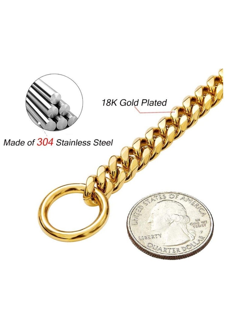 Excefore طوق كلب معدني بطول 14 بوصة بسلسلة كوبية، طوق كلب قوي ومتين، مناسب للكلاب من السلالات الصغيرة والمتوسطة والكبيرة (ذهبي) - Image 4