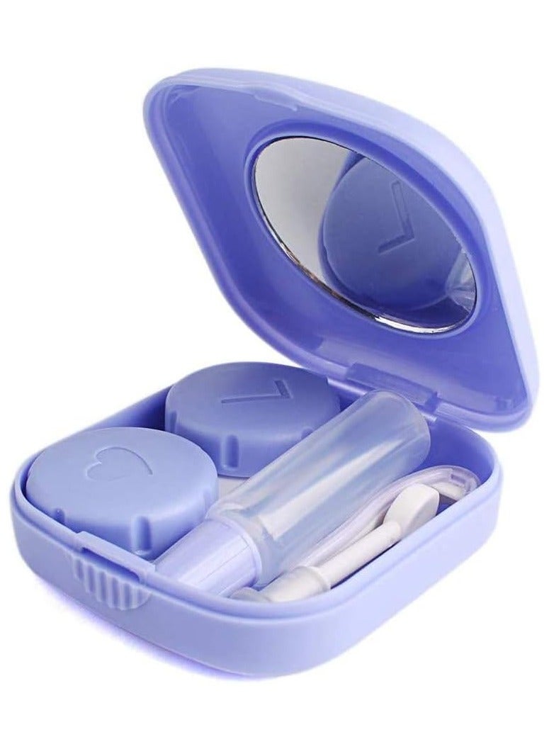 Mini Square Contact Lens Case Box Travel Kit Easy Carry Mirror Container Purple - Image 2