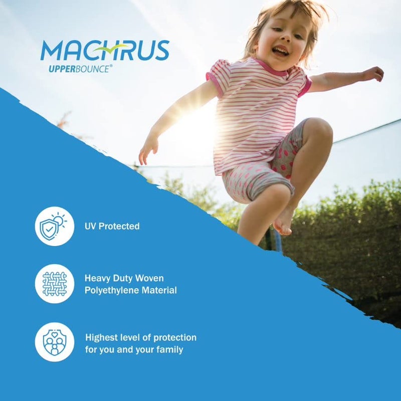 Upper Bounce شبكة استبدال ترامبولين ماكروس أبر باونس 7.5 قدم 8 قدم 9 قدم 10 قدم 12 قدم 13 قدم 14 قدم 15 قدم 16 قدم - شبكة أمان للأقواس مع أكمام علوية ترامبولين دائري - حواجز داخلية مع أحزمة - مقاومة للأشعة فوق البنفسجية والتمزق - Image 4