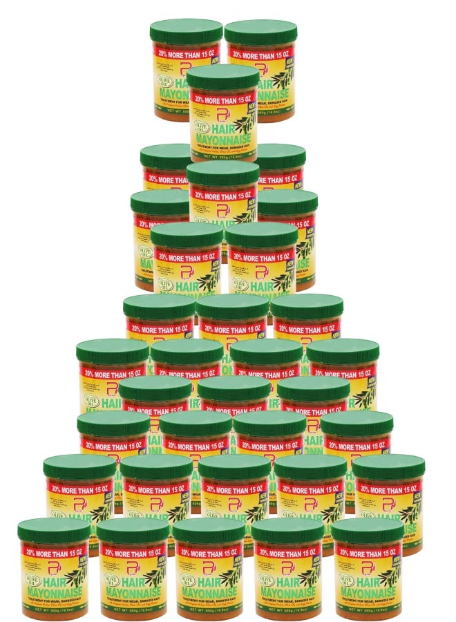 PYRON 34 Pieces Hair Mayonnaise Treatment for Weak & Damaged Hair with Olive Oil 500grams - Image 1