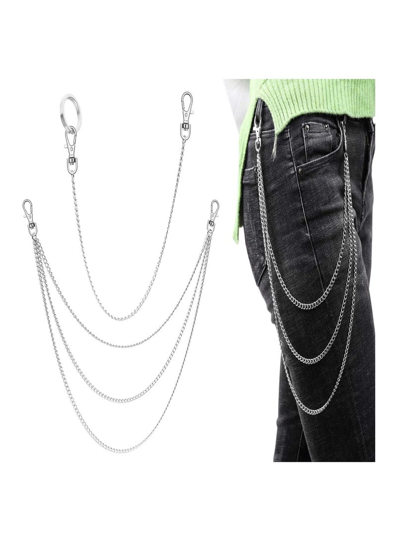 KASTWAVE Belt Chain 3Pcs Metal Waist Chain Belts Pocket Chain Chains for Wallet Pants Jeans Goth Accessories for Jeans Skirts Pants Dresses Girls Women Goth Accessories for Men and Women - Image 1