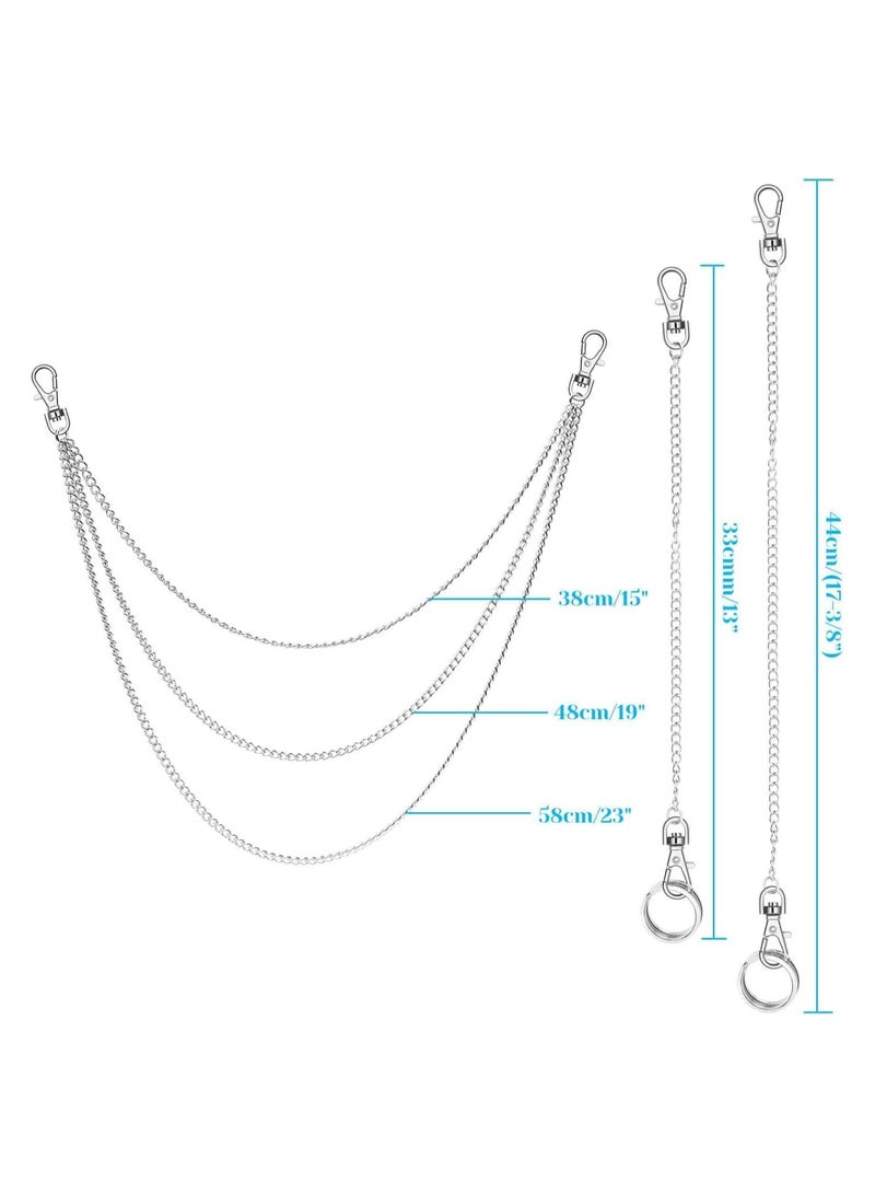 KASTWAVE Belt Chain 3Pcs Metal Waist Chain Belts Pocket Chain Chains for Wallet Pants Jeans Goth Accessories for Jeans Skirts Pants Dresses Girls Women Goth Accessories for Men and Women - Image 4