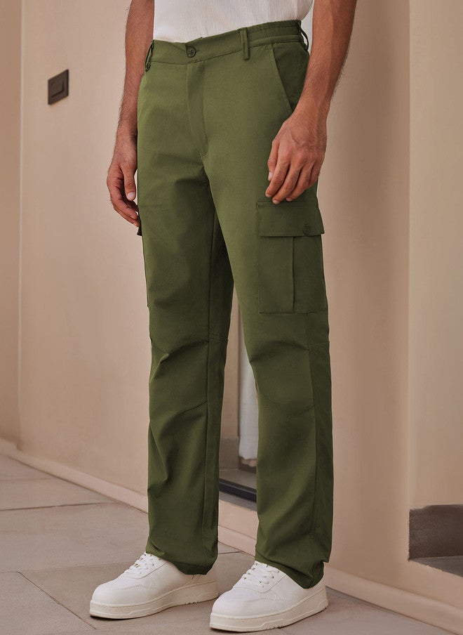Zeyo Men Comfort Fit Elastic Waist Band Cargo Trousers - Image 2