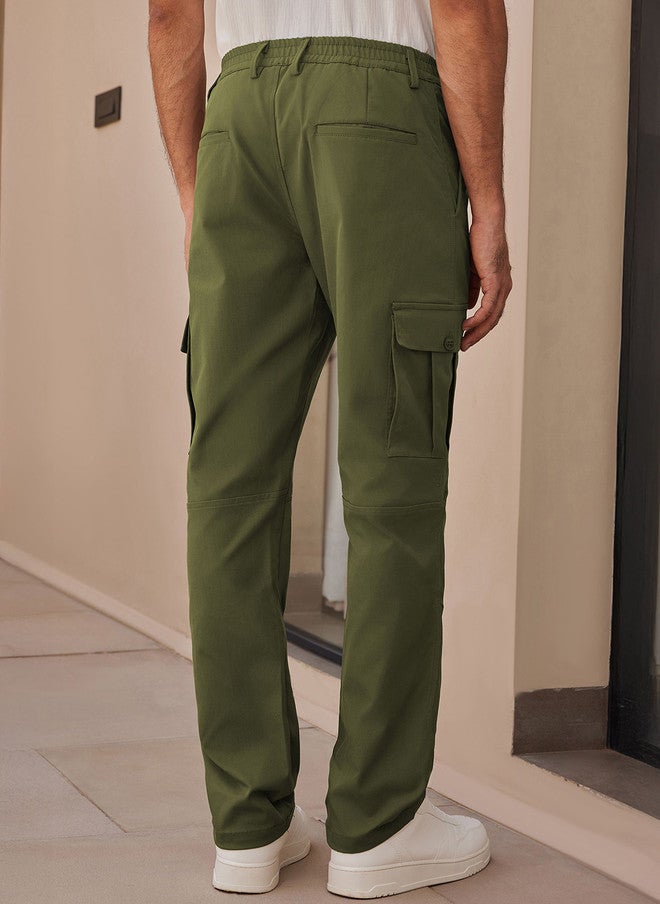 Zeyo Men Comfort Fit Elastic Waist Band Cargo Trousers - Image 3