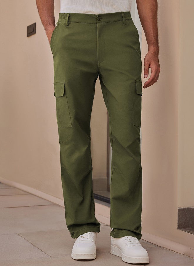 Zeyo Men Comfort Fit Elastic Waist Band Cargo Trousers - Image 1
