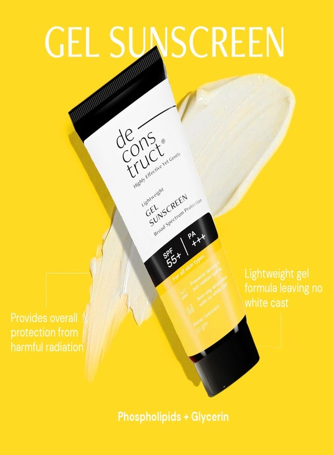 Deconstruct Daily Brightening Shield Trio: Gel sunscreen (50g) + Vitamin C Serum (30ml) + Brightening Lip Balm (4g) No White Cast, Lightweight & Higher protection with sunscreen SPF 50 | Vitamin C Serum for Oily Skin (Pack of 3) - Image 5