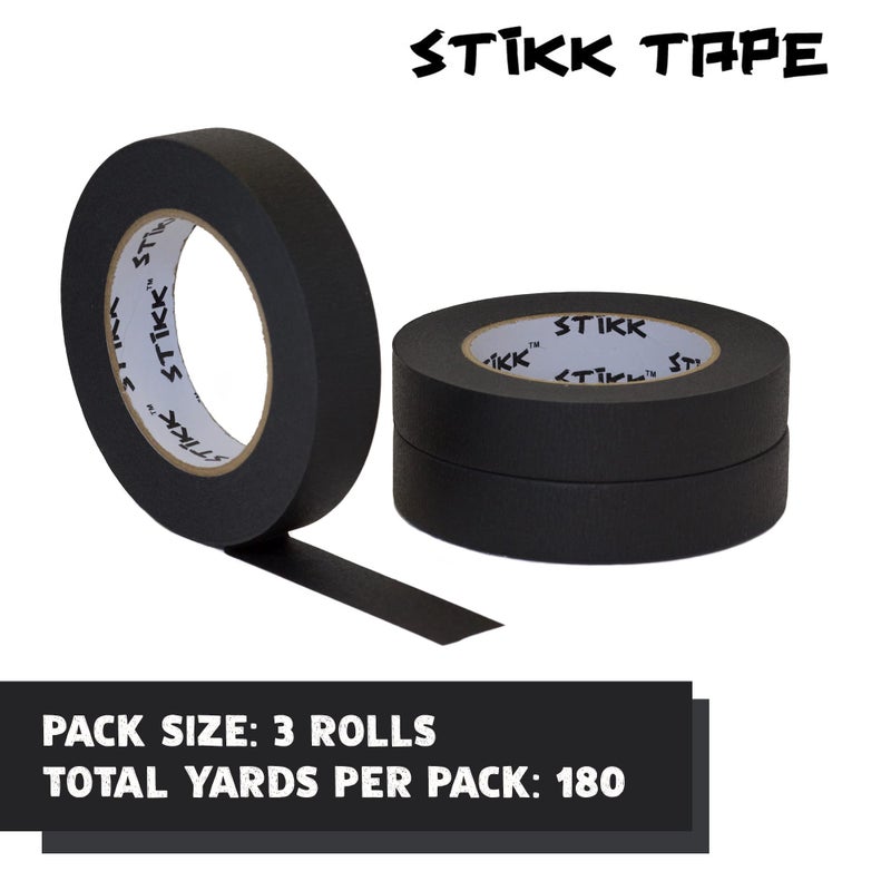 STIKK Painters Tape - 3pk Black Painter Tape - 1 inch x 60 Yards - Paint Tape for Painting, Edges, Trim, Ceilings - Masking Tape for DIY Paint Projects - Residue-Free Painting Tape - Image 3