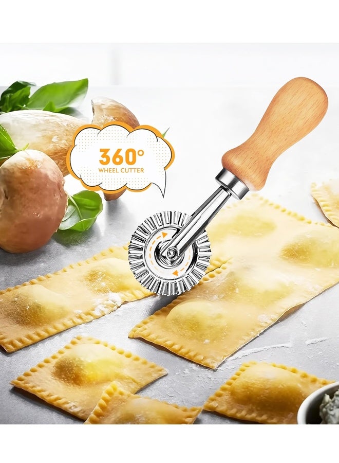 2 سكاكين المعكرونة الفولاذ المقاوم للصدأ، المطبخ مع مقبض خشبي كعكة كعكة - Image 5