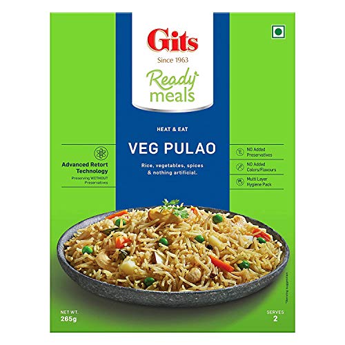 Gits Ready to Eat Rice Combo 1060g (Veg Biryani 265g X Pack of 2 + Masala Rice 265g + Veg Pulao 265g) - Image 2