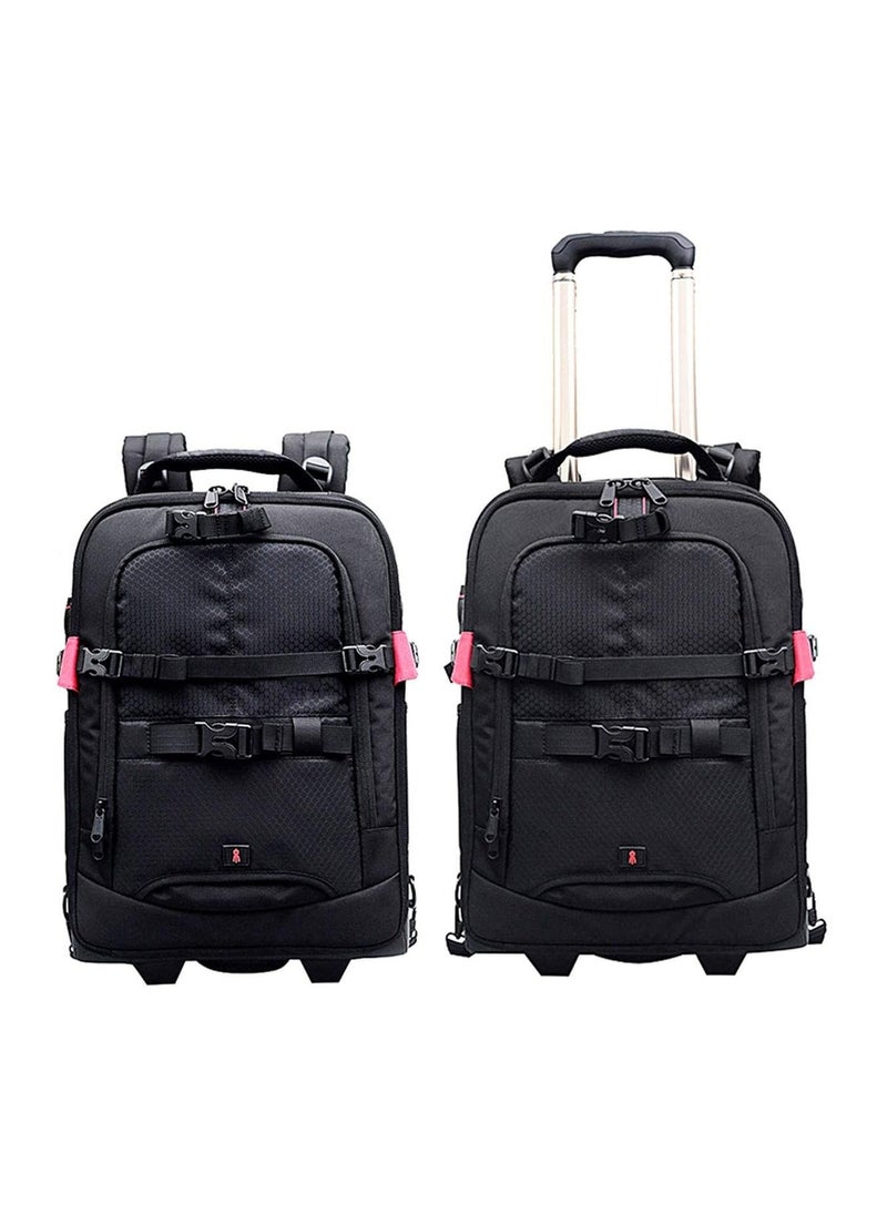Coopic COOPIC BP50 2-in-1 Rolling Camera Backpack Trolley Case - Anti-Shock Detachable Padded Compartment Hidden Pull Bar Durable Waterproof for Camera Tripod Flash Light Lens (Black)  - Image 1