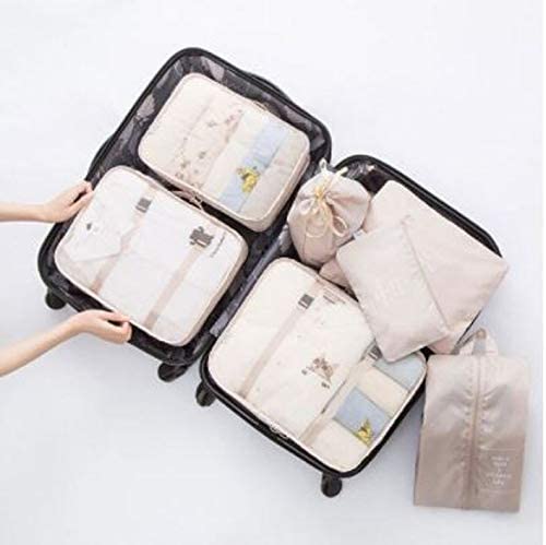 Styleys Packing Cubes Travel Organizer Lightweight Luggage Organisers With Laundry Bag and Shoe Bag (Set of 7, Beige - S11003), Polyester, 20L x 6W x 30H Cm - Image 2
