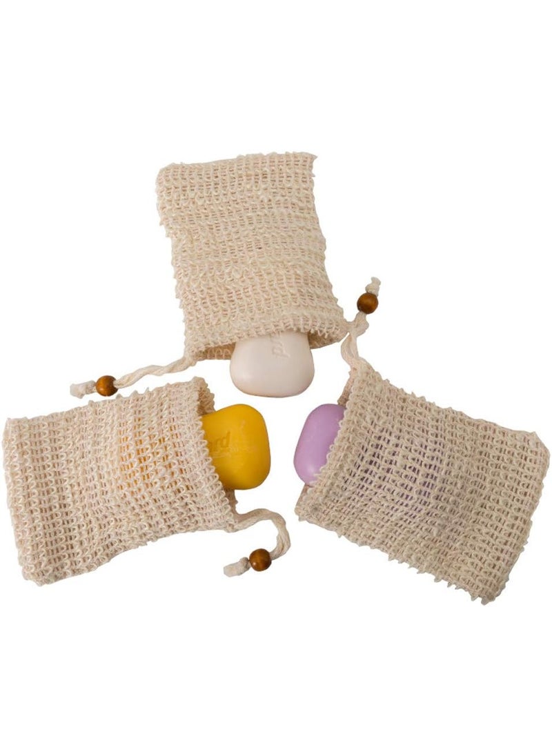 esowemsn esowemsn 3pcs Soap Exfoliating Bags Cotton and Linen Bundle Mouth Soap Storage Bag Foaming Net Handmade Pouch for Shower Bath 