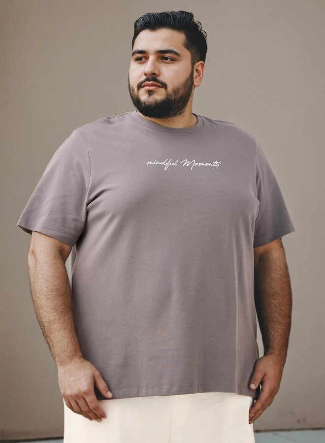 Splash FAV Plus Size Typographic Print Crew Neck T-shirt