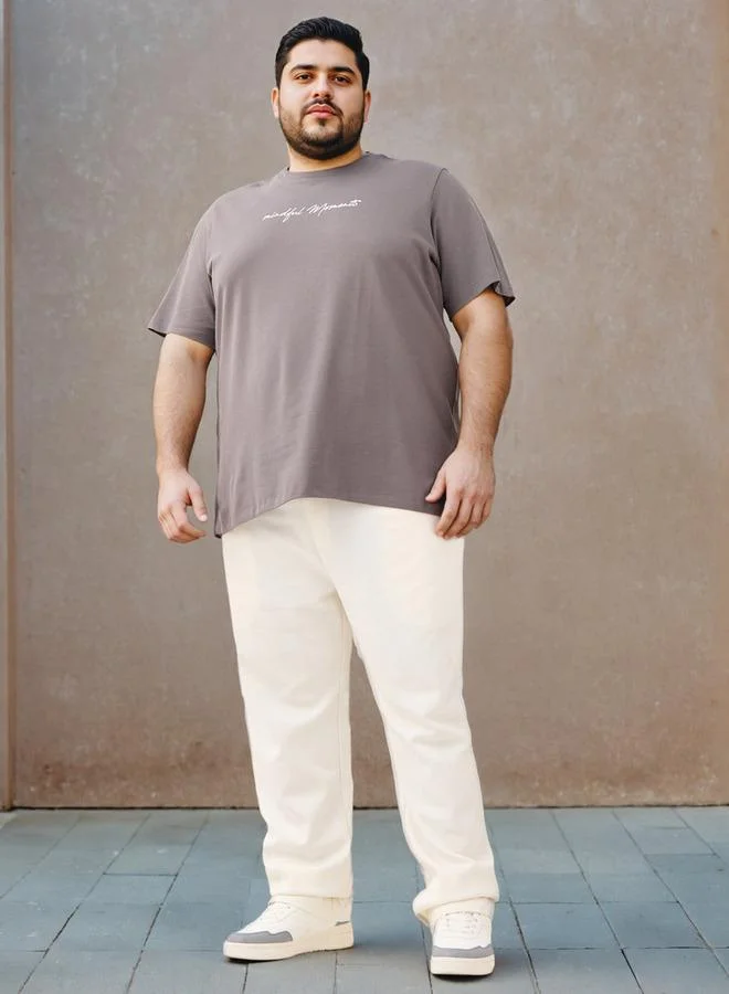 Splash FAV Plus Size Typographic Print Crew Neck T-shirt