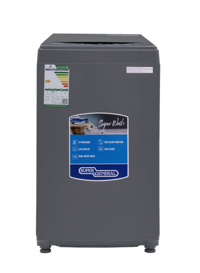 SUPER GENERAL Top Load Washing Machine With Drain Pump and Child Lock System Function | 8 kg KSGW825/ KSGW826 Silver - Image 1