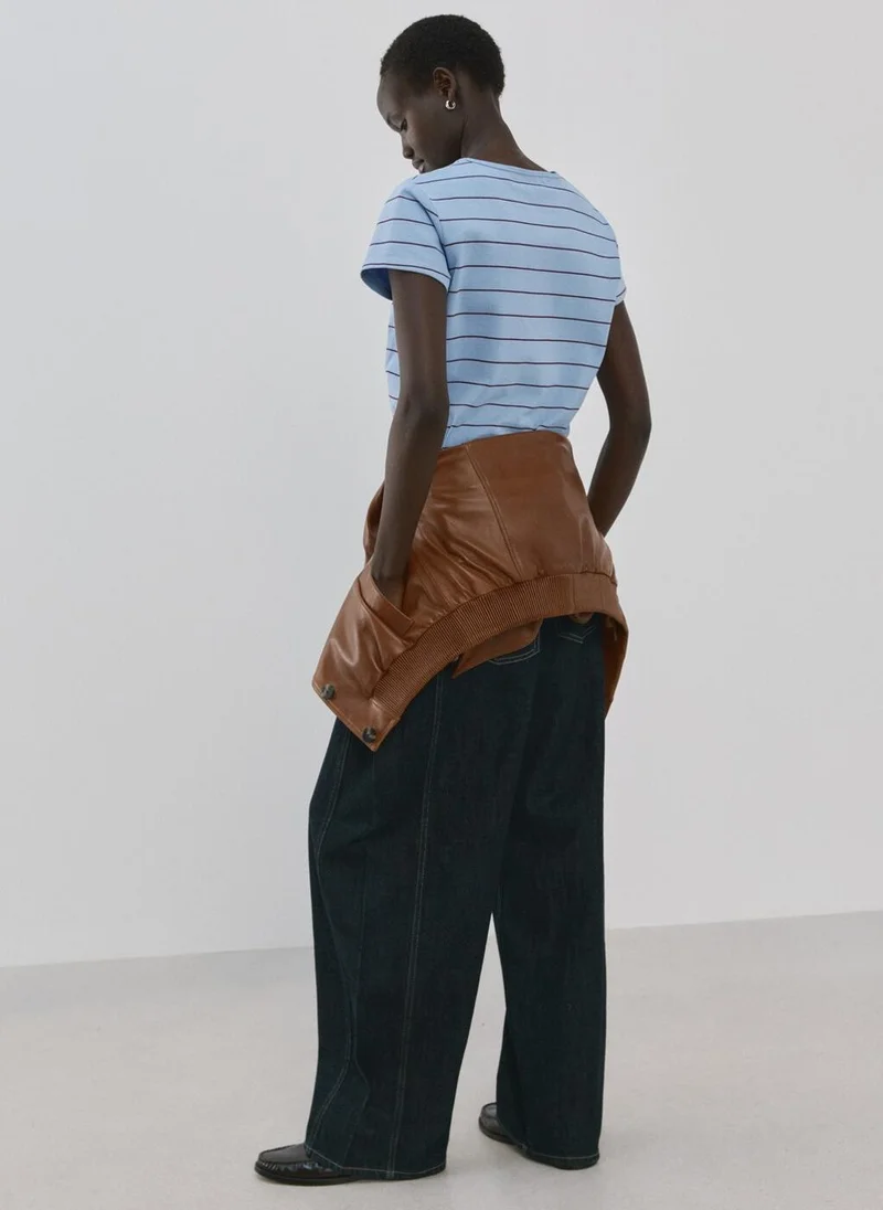 MANGO Striped cotton T-shirt