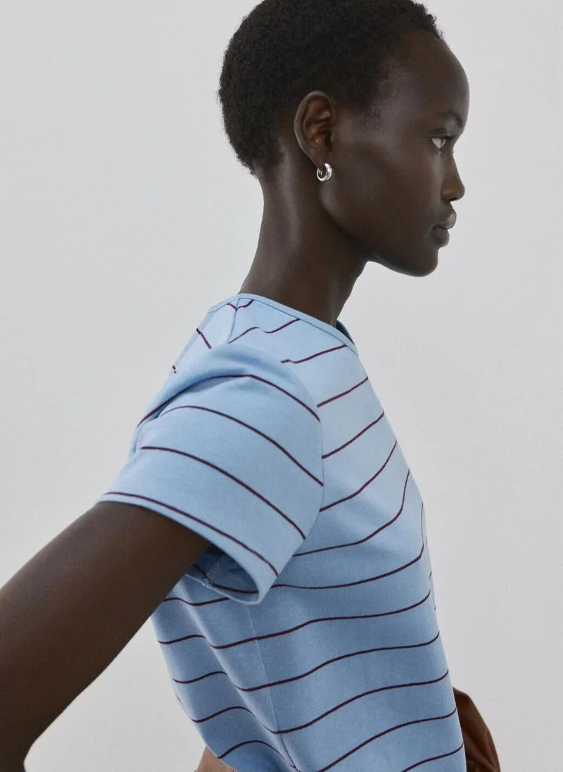 MANGO  Striped cotton T-shirt for Women | Best Price UAE