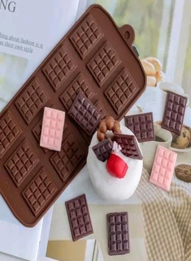 SHETAPRIDE Mini Chocolate Bar Silicone Mold – 12 Cavity Dairy Style Chocolate Mould for Candy, Fondant & Cake Decoration | Food Grade Non-Stick Baking Mold for DIY Chocolate Making | Brown (Pack of 1) - Image 2