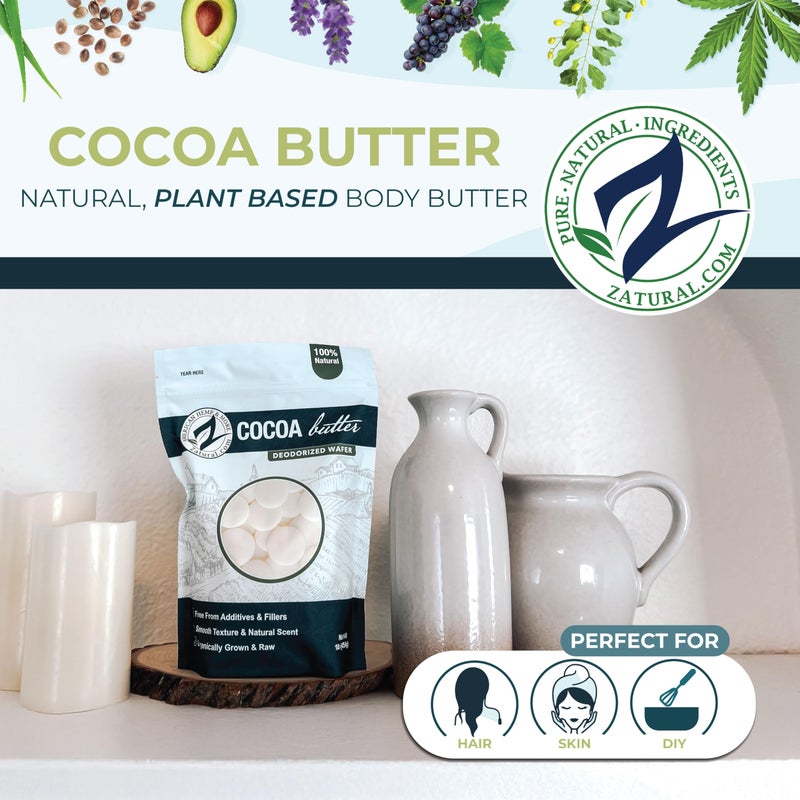 Zatural Raw Cocoa Butter Wafers Deodorized â€“ 100% Pure Food-Grade Prime-Pressed Cocoa Butter, Neutral Scent, for DIY Lotion Lip Balm Soap Chocolate & Candles (16 oz Wafers) - Image 4