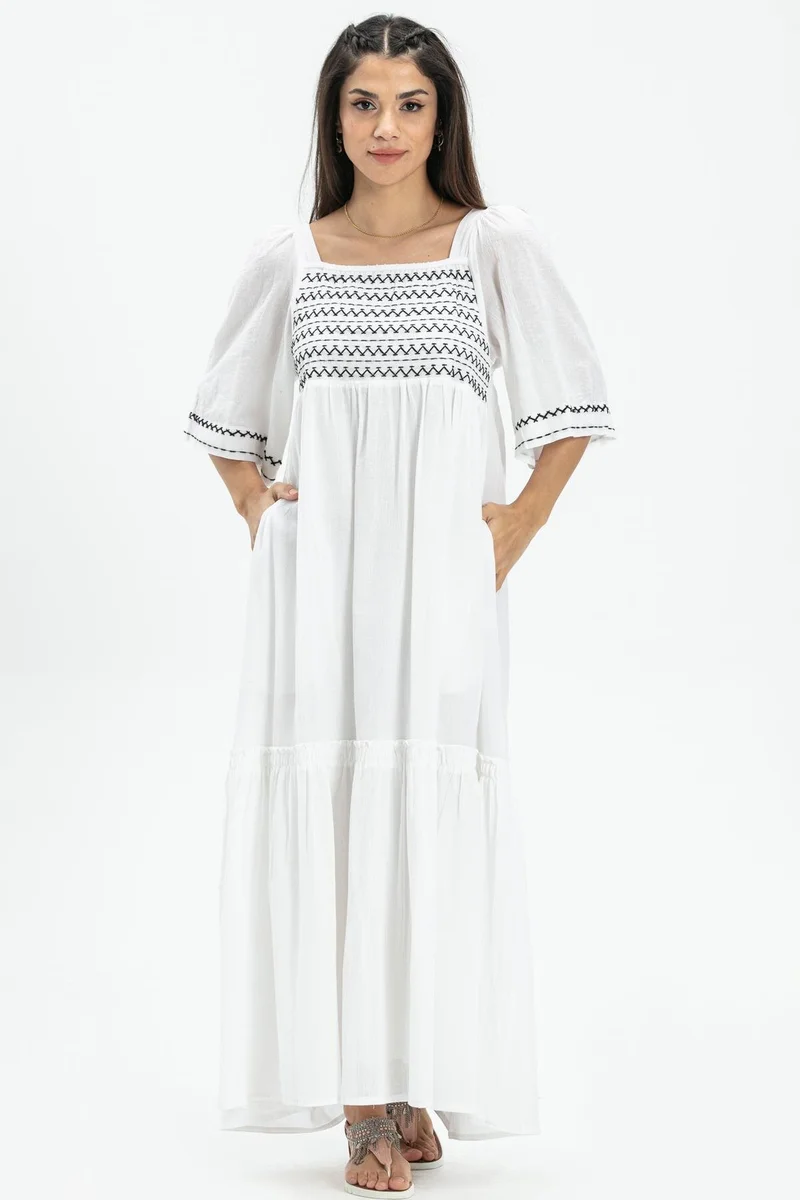 اليش شيل بيزي Embroidered Cotton Dress