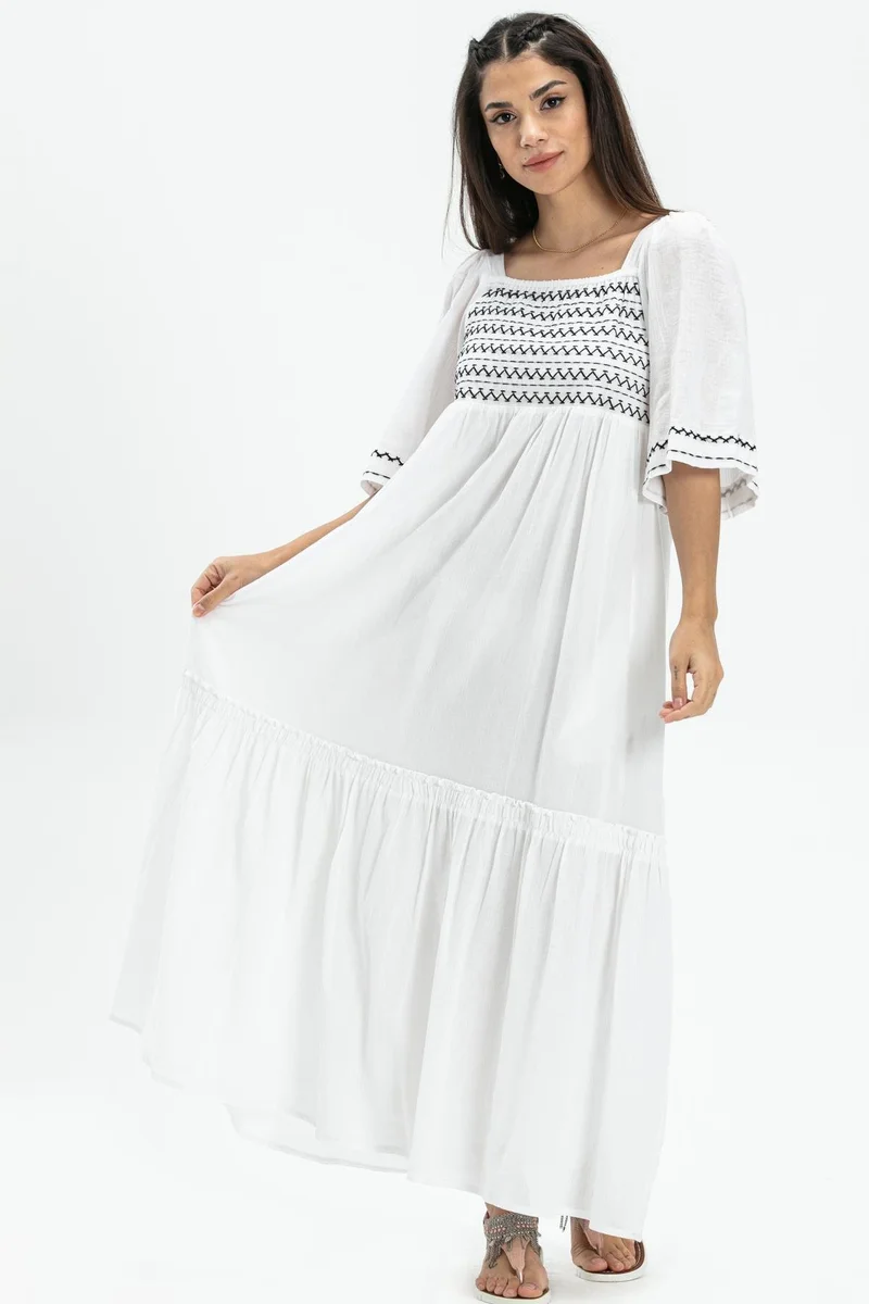 اليش شيل بيزي Embroidered Cotton Dress