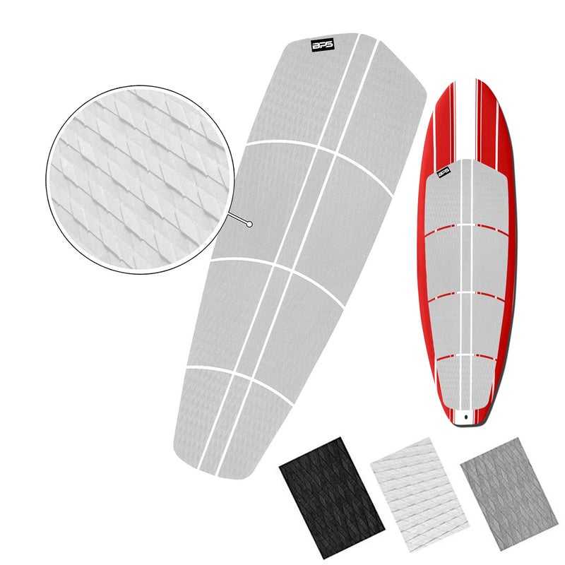 BPS 'Non Slip' 12 Piece Surf SUP Board Deck Traction Pad - 3M Adhesives Diamond Tread for Paddleboard (Black Grey White) (Arctic White) - Image 1