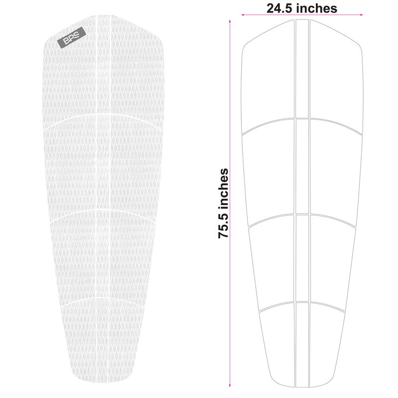 BPS 'Non Slip' 12 Piece Surf SUP Board Deck Traction Pad - 3M Adhesives Diamond Tread for Paddleboard (Black Grey White) (Arctic White) - Image 2