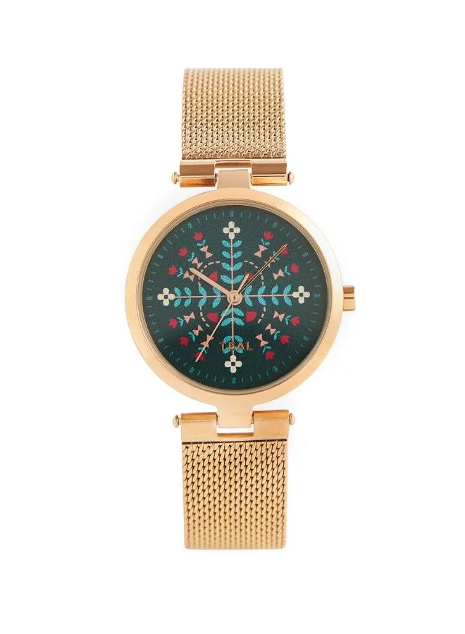 Chumbak Teal by Chumbak Mandala Watch | Metal Mesh Strap - Black