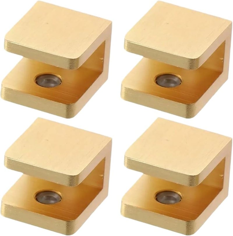 Gold Glass Clamp Bracket Frameless Solid Brass Shower Glass Clamp Rectangular Fixed Panel U Clamp 8pcs - Image 1
