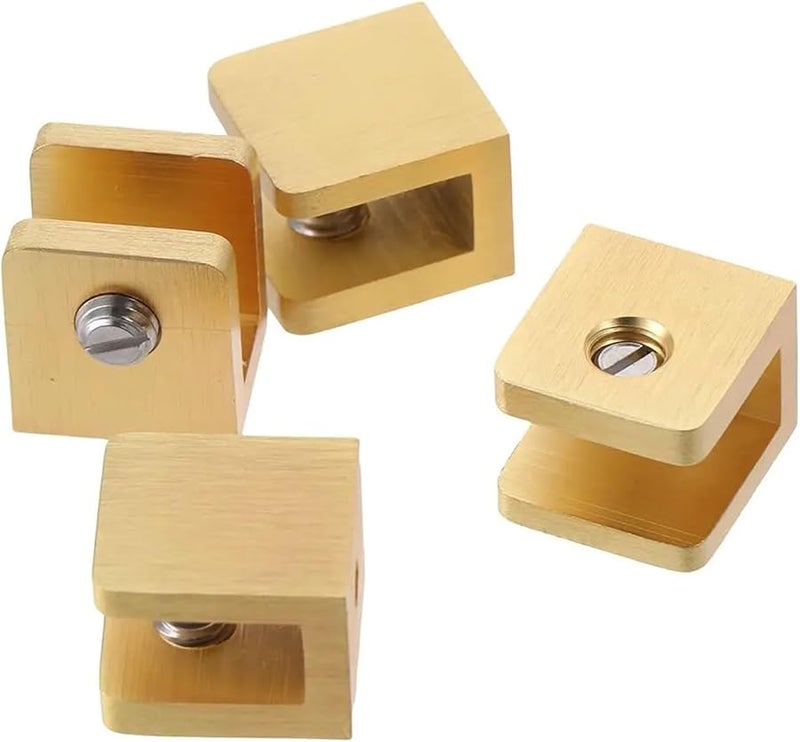 Gold Glass Clamp Bracket Frameless Solid Brass Shower Glass Clamp Rectangular Fixed Panel U Clamp 8pcs - Image 5