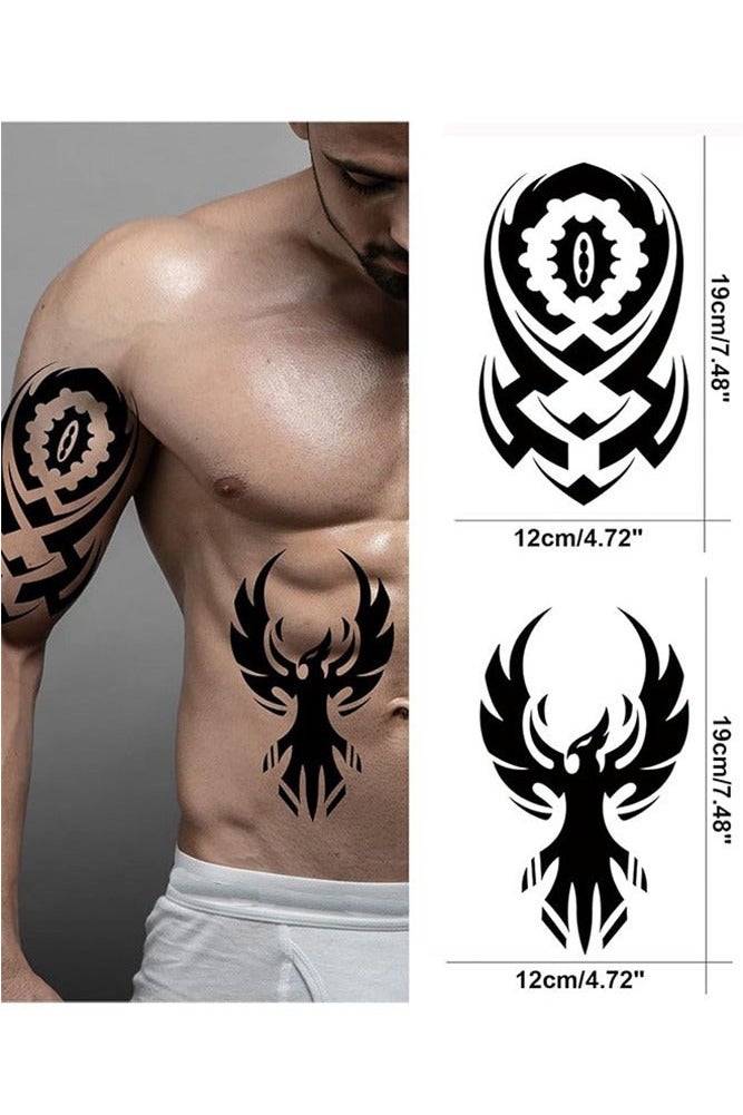MARYA Temporary Tattoos, Black Ink Waterproof Realistic Long Lasting 1-2 Weeks, No Adhesive No Reflection, Big Adult Art Designs, 10 Sheets - Image 4