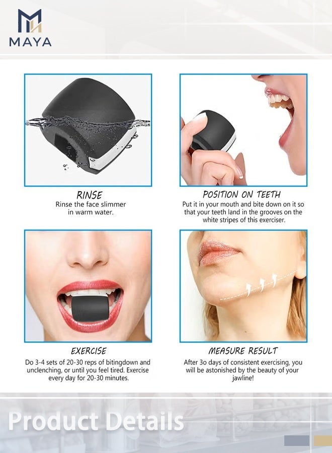 Maya Jawline Exerciser, Define Your Jawline, Neck and Face, Look Younger and Healthier, Helps Reduce Stress and Cravings, Facial Exerciser Jaw Exerciser for Men & Women (Black) - Image 4