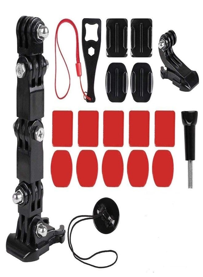 Action Pro 4-Way Helmet Chin Mount with 3M Curved & Flat Adhesive, J Hook Mount Compatible with Gopro 13/12/11/10/9/8/7 Insta360 & Other Action Cameras - Image 1