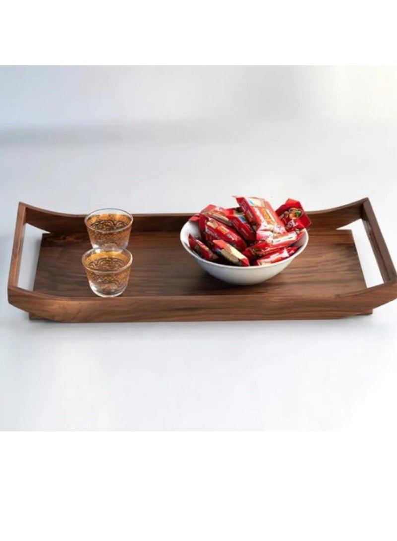 WOODEN TRAY-ECO-FRIENDLY WITH NATURAL LOOKING 】These wooden trays with handles are made of natural wood and give your kitchen or living room a special rustic, neutral touch. Use it to decorate your coffee table beautifully. Size:40*23cm - Image 3
