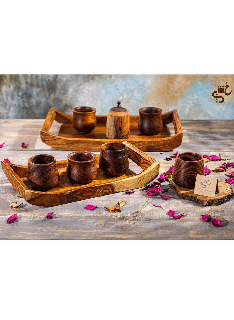 WOODEN TRAY-ECO-FRIENDLY WITH NATURAL LOOKING 】These wooden trays with handles are made of natural wood and give your kitchen or living room a special rustic, neutral touch. Use it to decorate your coffee table beautifully. Size:40*23cm - Image 2