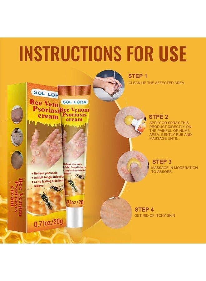 SOL LORA Bee venom psoriasis cream-Long Lasting Relieve Psorlasis Inhibit Fungal Infaction ,Natural Herbal Antibacterial Cream,for Body Itching 20G - Image 3