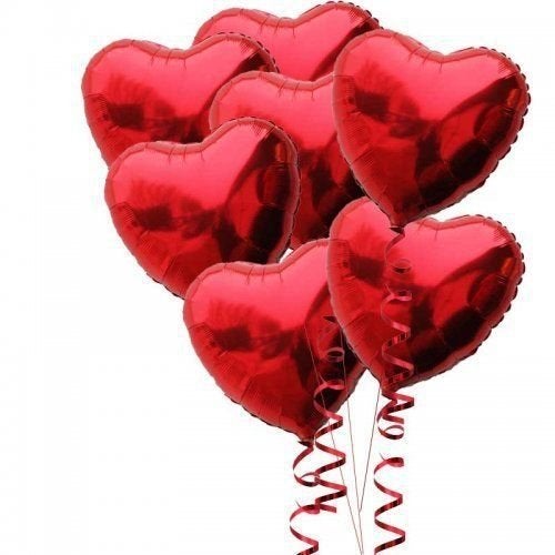 HK Balloons 10pcs Heart Shaped Balloon Birthday, Anniversary, Valentine Balloons for Decoration, (Red-Colored-Foil) - Image 2
