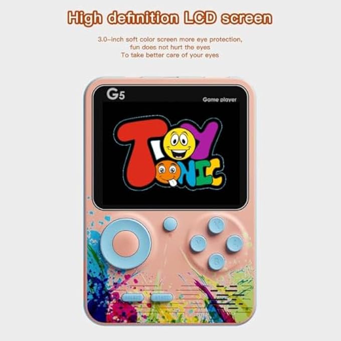 G5 HANDHELD GAME CONSOLE FOR KIDS RETRO GAMING DEVICE WITH 3.0" HD SCREEN, BUILT-IN 500 CLASSIC GAMES, AV OUTPUT, RANDOM COLOR  PORTABLE GAME PLAYER FOR BOYS & GIRLS, MULTICOLOUR - Image 3